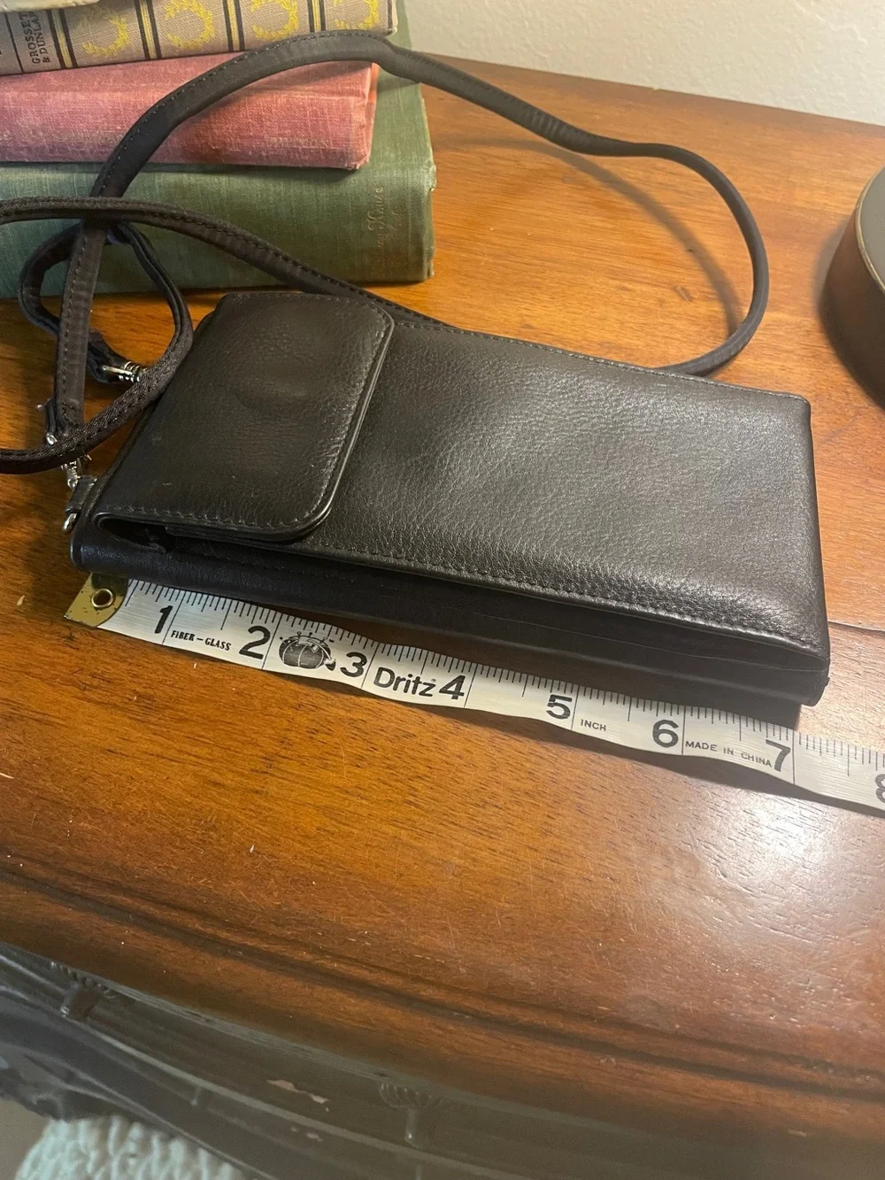 Black Leather RFiD Blocking Crossbody Long Wallet - Unisex Travel Organizer